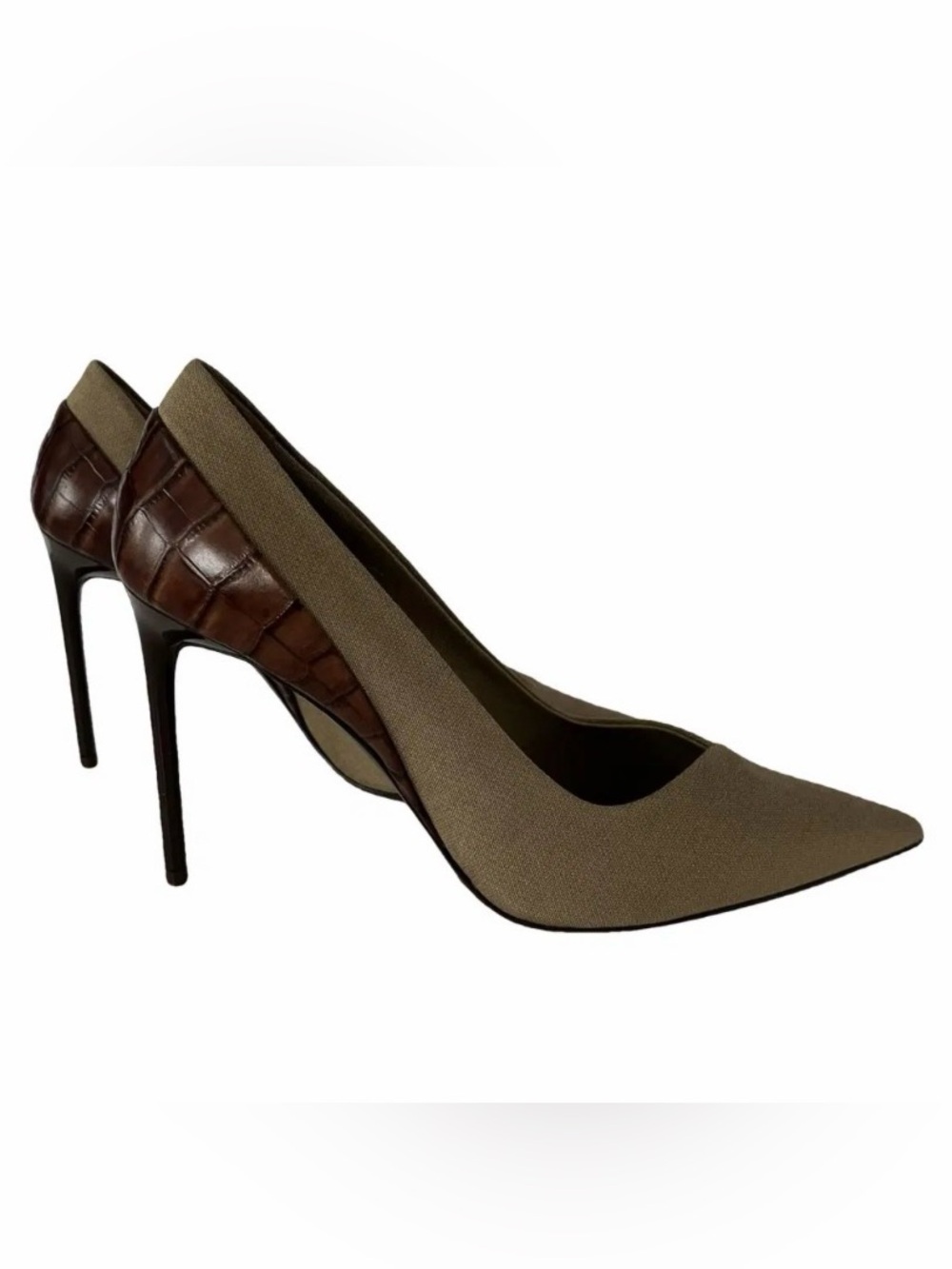 MaxMara Taupe and Brown Pointed Toe Stiletto Pumps
